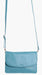 Image of a saddler olivia slim cross body purse clutch with detachable strap in teal. It is made from leather