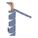image of an original duckhead umbrella showing an upright but closed umbrella whose handle is shaped like a friendly duck head, the umbrella is blue denim in colour