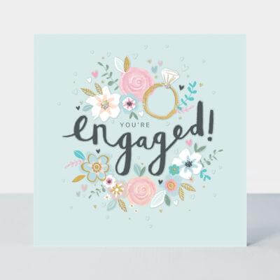 Engaged Greeting Card with Floral Pattern Design