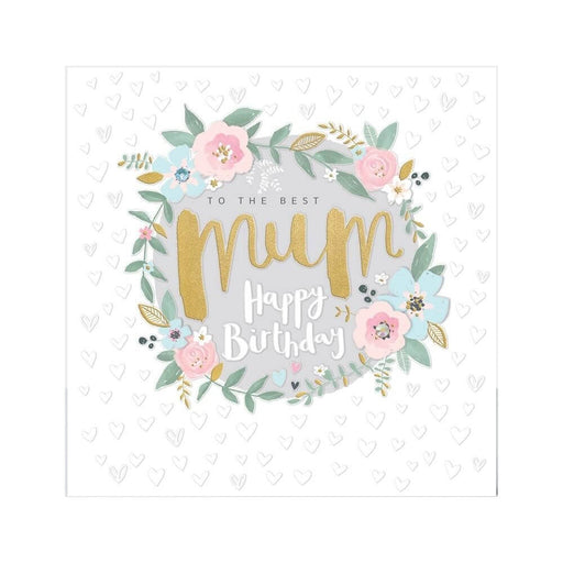  a Happy Birthday Mum Card with Floral Wreath Design