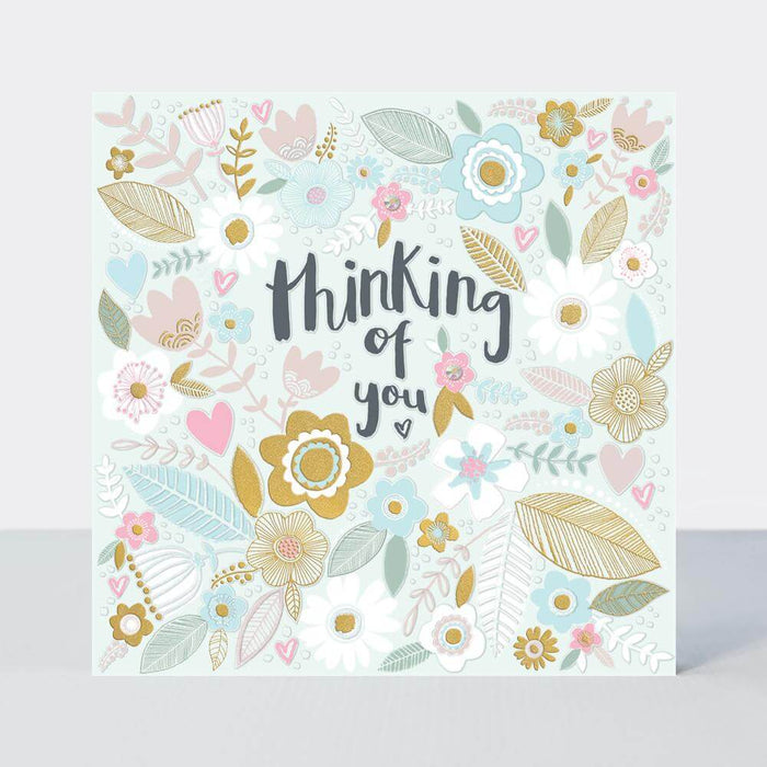 Thinking of You Greeting Card with Floral Pattern Design