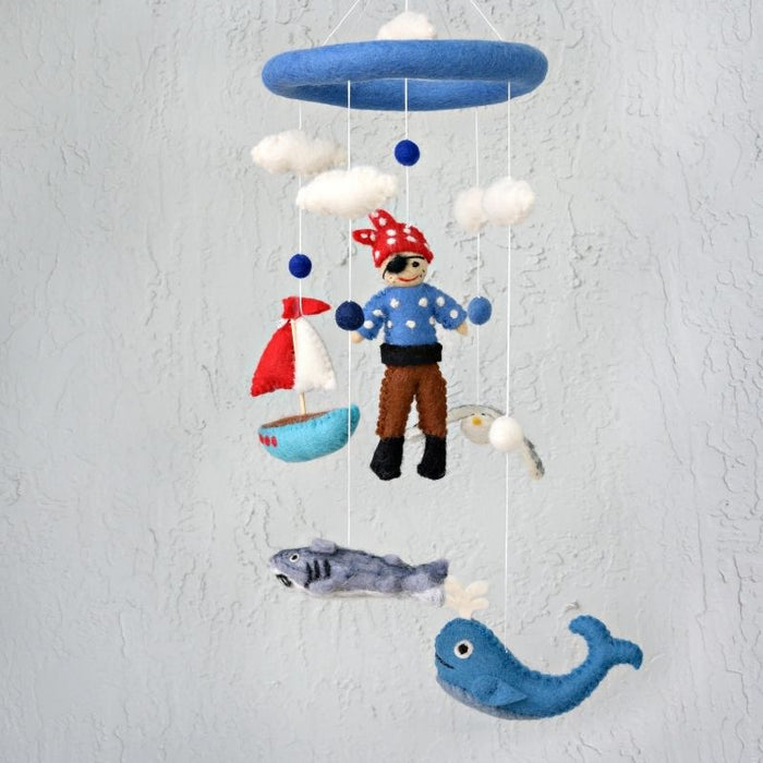 Pirate & Sea Creature Cot Mobile Felt Baby Nursery Mobile