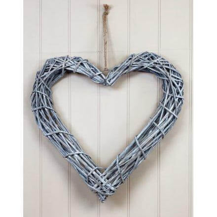 Solar Rattan Heart Rattan Heart Grey Wash 30cm — www.addabow.com