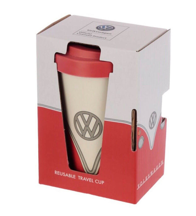 Red Volkswagen Campervan Bamboo Travel Mug