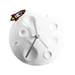 image of a clock designed to look like the surface of the moon (including craters) and with a rocket for the minute hand which travels around the moon