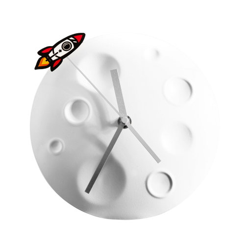 Rocket Moon Clock & Space Shuttle Stationery Set Gift Bundle