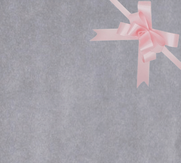 image of a square of wrapping paper, the paper is a solid silver kraft paper, in the corner of the gift wrap paper is a white gift wrapping bow
