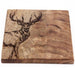 A rustic set of 4 square shaped, wooden coasters, featuring an embossed stag print and comes in neutral tones.   Size 10cm x 10cm.