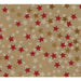 image of a square of wrapping paper, the paper has a gold background and features lots of red, gold and cream stars 