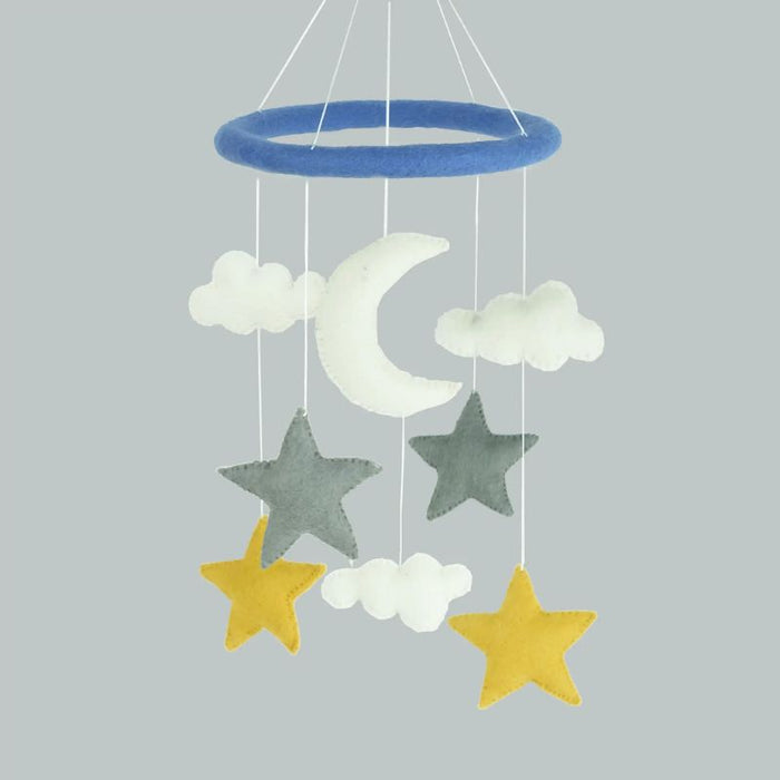 Stars and Moon Cot Mobile Felt Baby Nursery Mobile