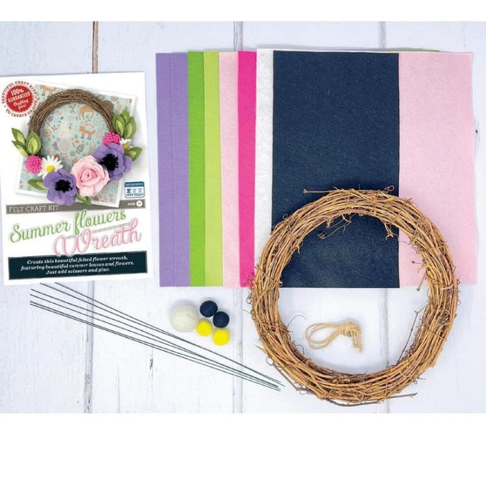 The Crafty Kit Co Summer Flowers Wreath Needle Felting Kit