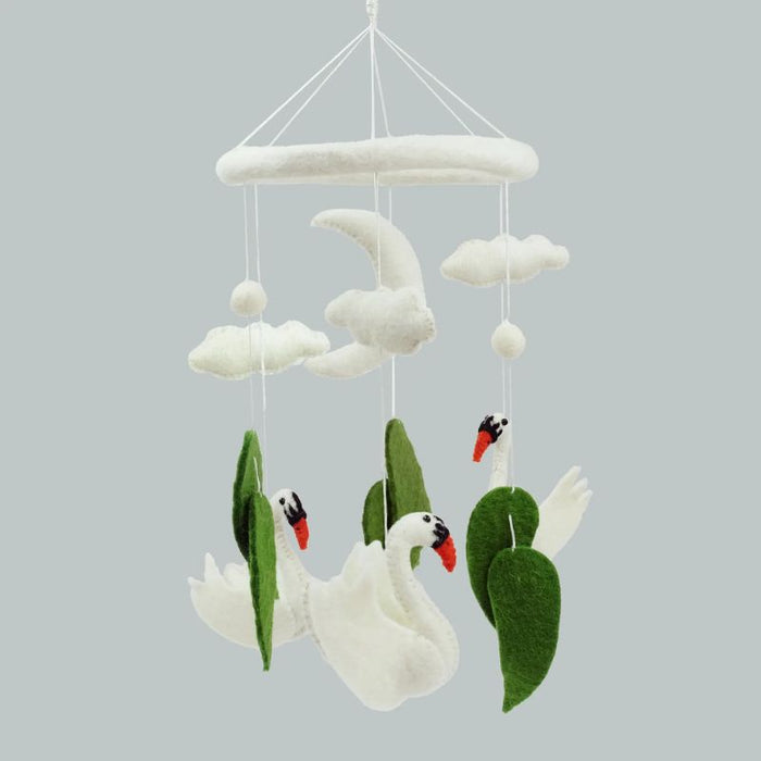 Swans Cot Mobile Felt Baby Nursery Mobile