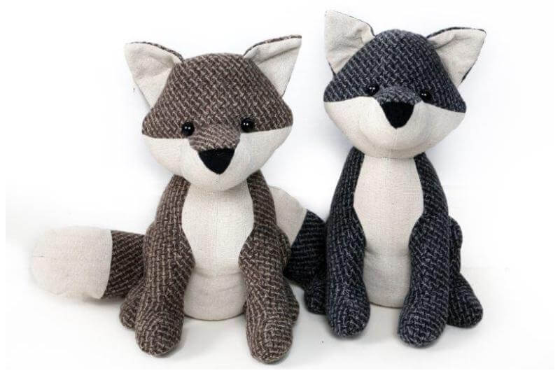 Tweed Fox Doorstop Navy 27cm