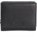 Navy blue Saddler Carla purse, compact trifold leather purse s rom the front side with zip to the left.