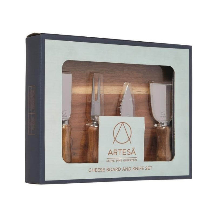 Artesà Acacia Wood Cheese Board & Knife Set