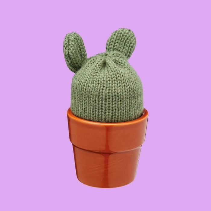 KitchenCraft Ceramic 'Cactus' Novelty Egg Cups with Knitted Egg Cosy Pack of 2