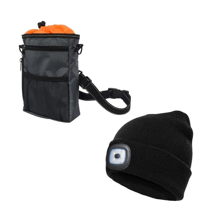 Dog Walking Bag & Rechargeable LED Light Beanie Hat
