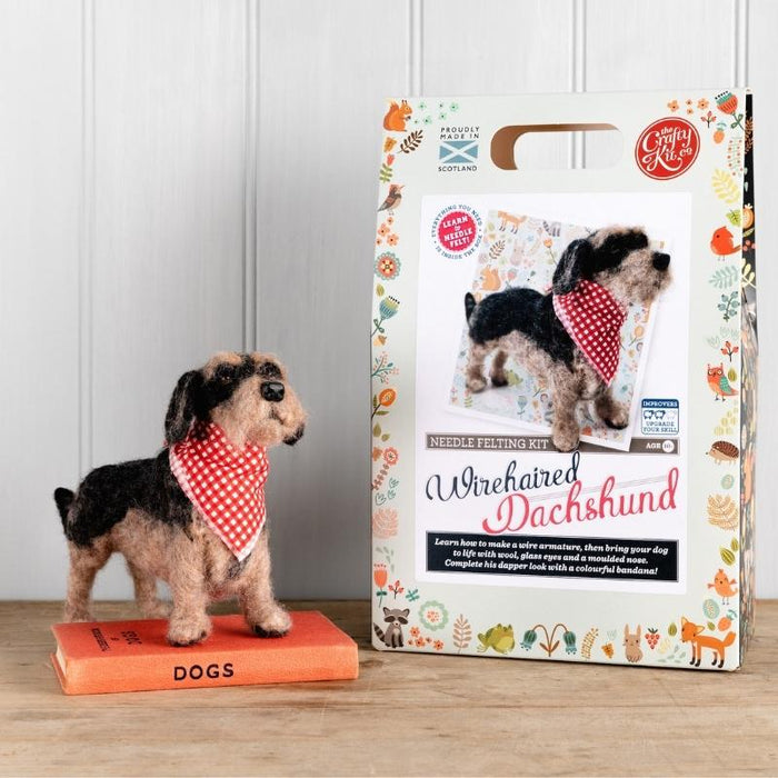 The Crafty Kit Co Miniature Wirehaired Dachshund Needle Felting Kit