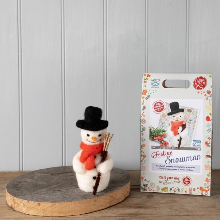 The Crafty Kit Co Festive Snowman Needle Felting Kit