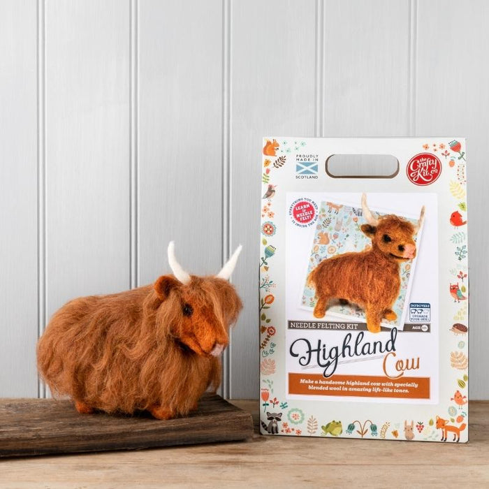 The Crafty Kit Co Highland Cow Needle Felting Kit