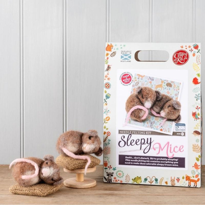 The Crafty Kit Co Sleepy Mice Needle Felting Kit