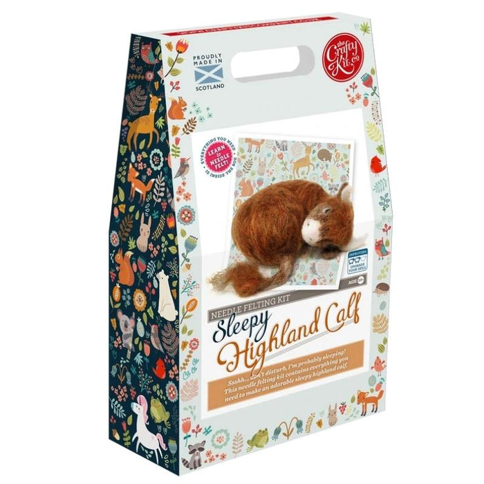 The Crafty Kit Co Sleepy Highland Calf Needle Felting Kit