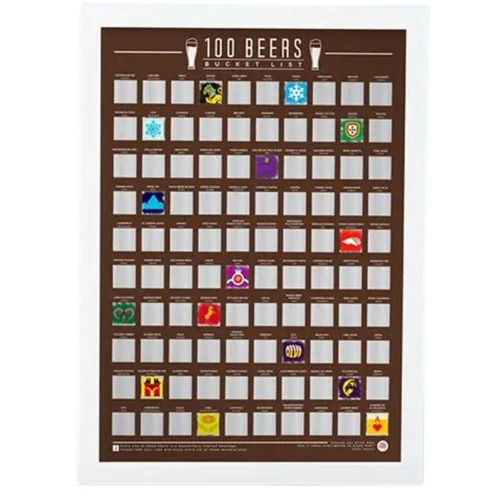 100 Beers Bucket List Scratch Poster