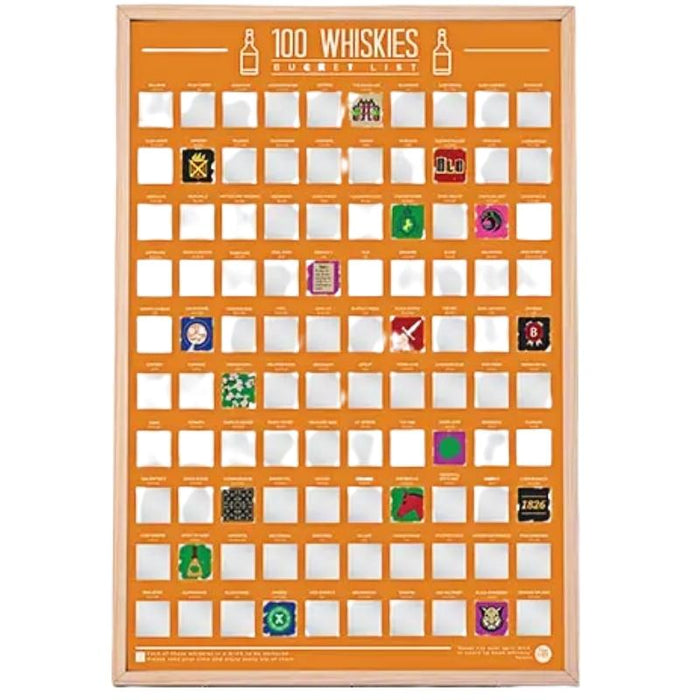 100 Whiskies Bucket List Scratch Poster