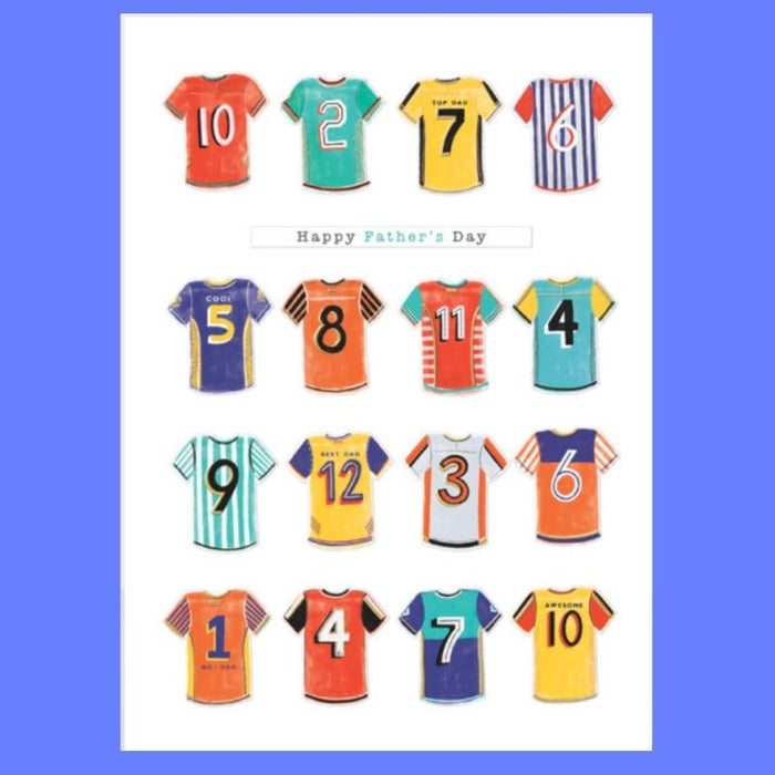 Father's Day Card with Foodtball Shirts