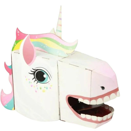 This fabulous white Unicorn 3D full-head mask craft kit is so much fun to make and then use to pretend to be a Unicorn. Suitable for children and even many adults to wear. This self-build mask craft kit encourages the love of arts and crafts-the fun starts with making the mask by putting tabs into numbered slots and seeing the head take shape. Once put together, it's great fun becoming your favourite Unicorn! Suitable for Age 5+. Pack Size:  36.5 cm x 28 cm.