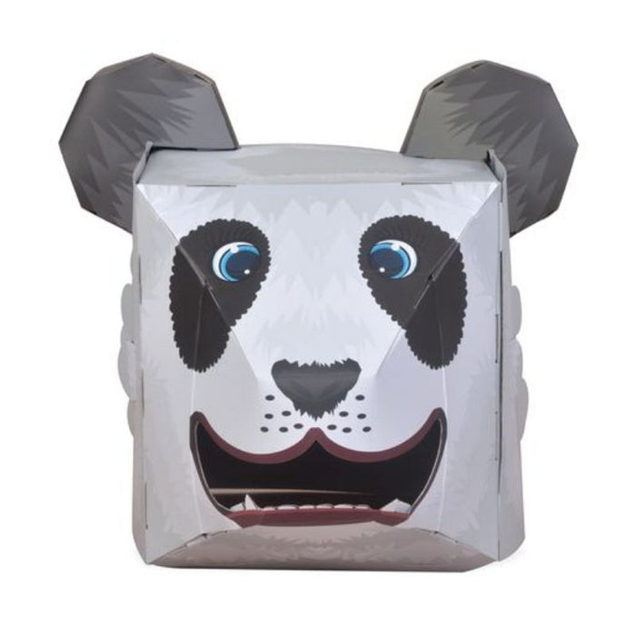 This fabulous black/white, Panda 3D full-head mask craft kit is so much fun to make and then use to pretend to be a Panda. Suitable for children and even many adults to wear. This self-build mask craft kit encourages the love of arts and crafts -the fun starts with making the mask by putting tabs into numbered slots and seeing the head take shape. Once put together, it's great fun becoming your favourite Panda. Suitable for Age 5+. Pack Size:  36.5 cm x 28 cm.