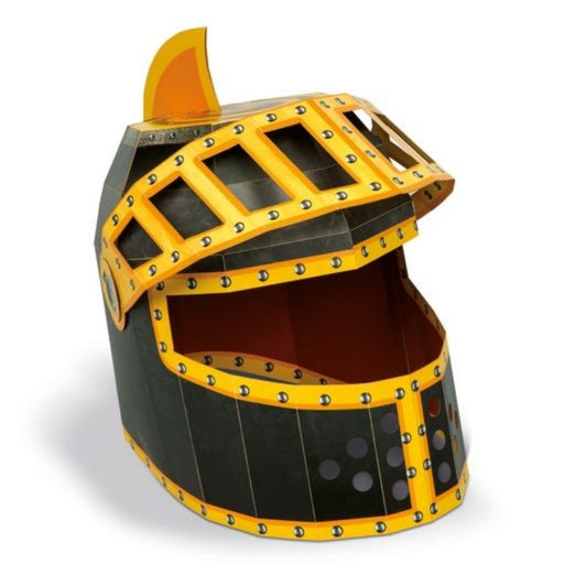 This fabulous black/gold, Knight 3D full-head mask craft kit is so much fun to make and then use to pretend to be a Knight. Suitable for children and even many adults to wear. This self-build mask craft kit encourages the love of arts and crafts -the fun starts with making the mask by putting tabs into numbered slots and seeing the head take shape. Once put together, it's great fun becoming your favourite Knight! Suitable for Age 5+. Pack Size:  36.5 cm x 28 cm.