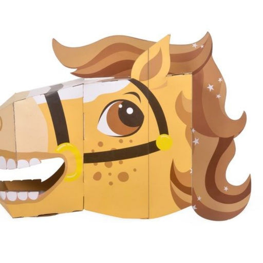This fabulous beige/brown, Horse 3D full-head mask craft kit is so much fun to make and then use to pretend to be a Horse. Suitable for children and even many adults to wear. This self-build mask craft kit encourages the love of arts and crafts -the fun starts with making the mask by putting tabs into numbered slots and seeing the head take shape. Once put together, it's great fun becoming your favourite Horse! Suitable for Age 5+. Pack Size:  36.5 cm x 28 cm.