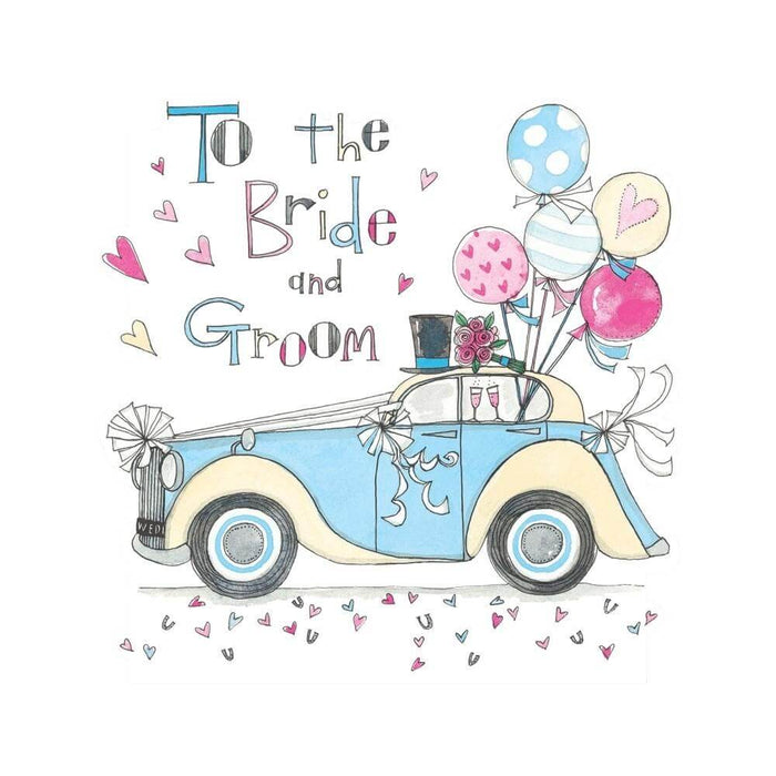  a Wedding Card with Bride and Groom Car Design
