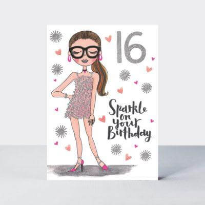 Happy Birthday Card with 16th Sparkle on your Birthday Design