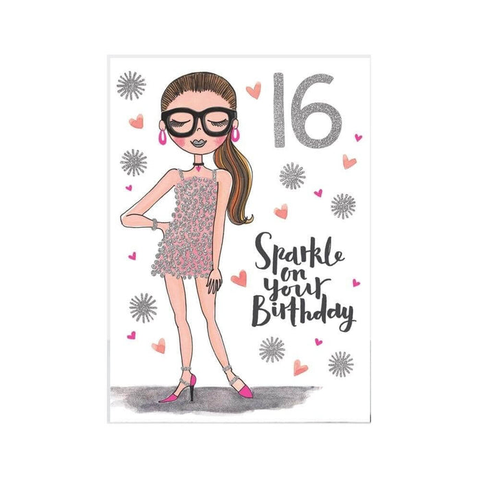  a Happy Birthday Card with 16th Sparkle on your Birthday Design