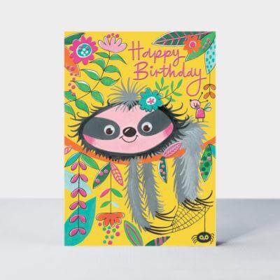 Happy Birthday Card with Sloth Design