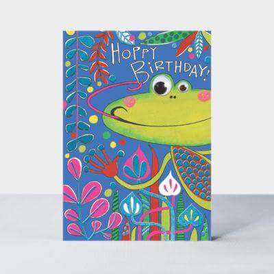 Happy Birthday Card with Hoppy Frog Design