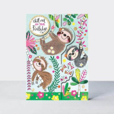 Happy Birthday Card with Chill out Sloths Design