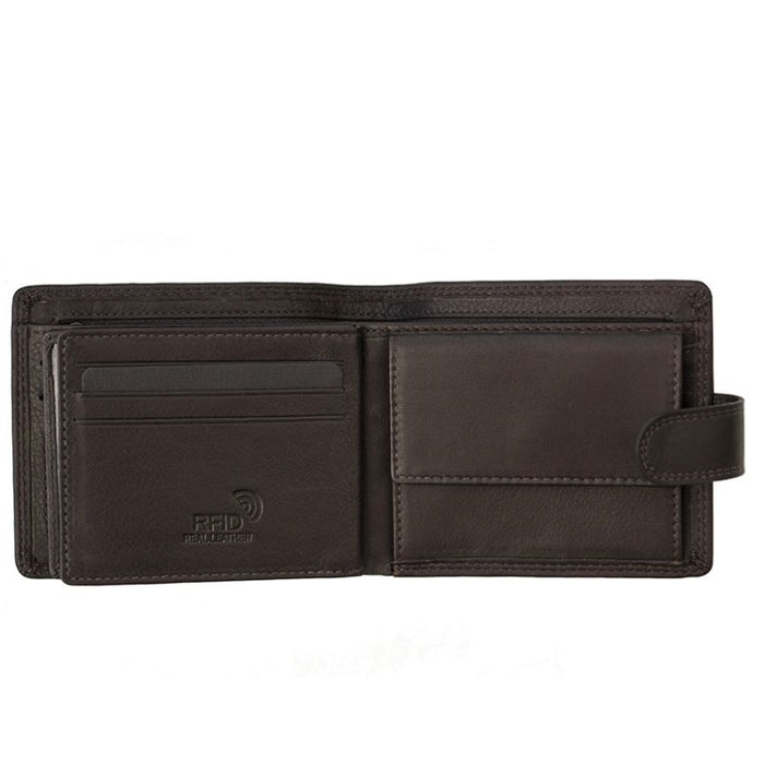 Primehide Luxury Brown Leather Classic Washington Bifold Wallet RFID Blocking