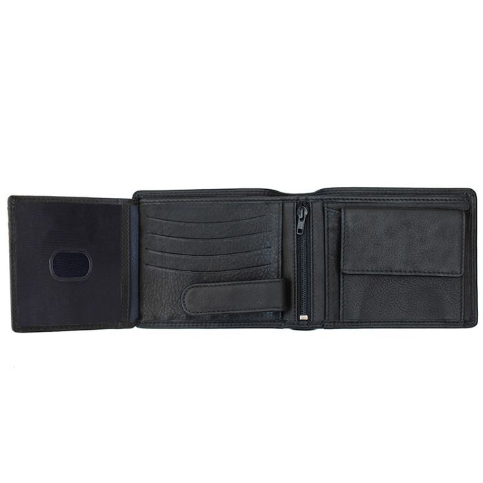 Primehide Luxury Black Leather Washington Trifold Wallet RFID Blocking