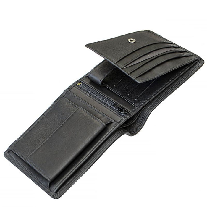 Primehide Luxury Black Leather Washington Trifold Wallet RFID Blocking