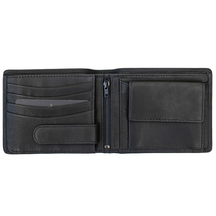 Primehide Luxury Black Leather Washington Trifold Wallet RFID Blocking