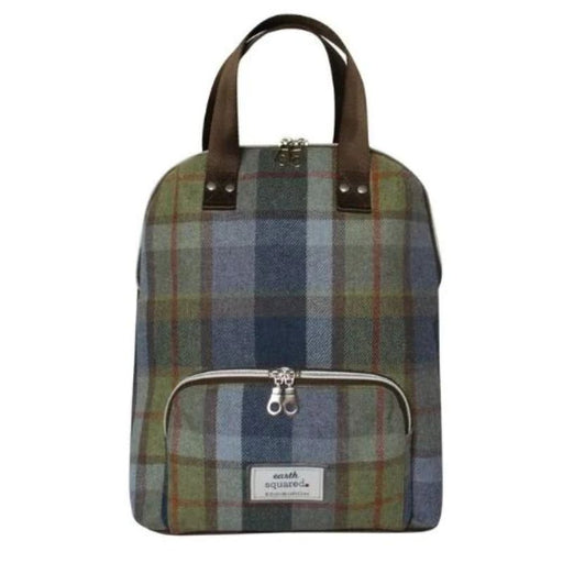 This fabulous Alice Autumn backpack comes in stunning new Green and Blue tweed! This compact backpack is perfect for handsfree use. With front stash pocket, double ended zips, lined interior with integrated pocket plus handy grab handles on top. Comes in its own net, drawstring gift bag! It measures 32 cm L x 30 cm W x 10 cm D.  Materials - Tweed Wool 40% & 60% Polyester.