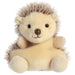 image of a cute cuddly hedgehog toy with light brown back fur and soft beige tummy fur.