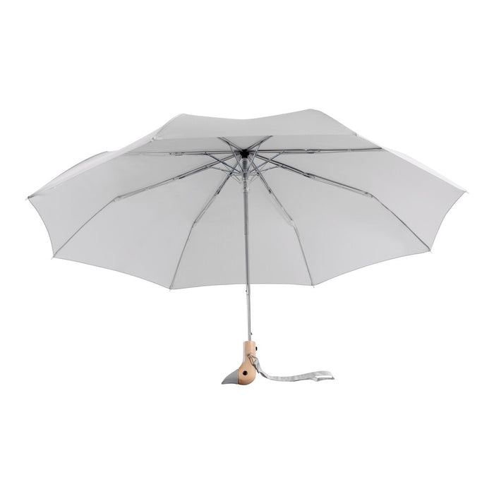 image of an open grey umbrella