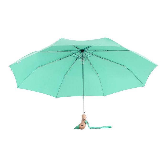 image of an open mint coloured umbrella